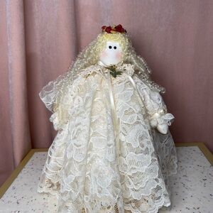 Primitive vintage Lace Angel Doll with Floral Crown